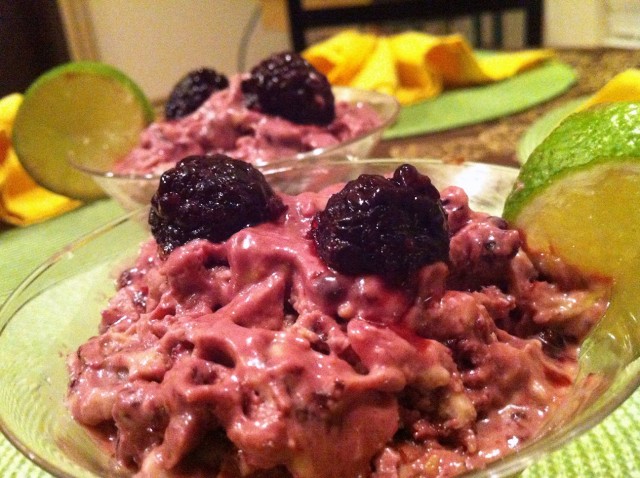 Blackberry Avocado Frozen Yogurt Close Up