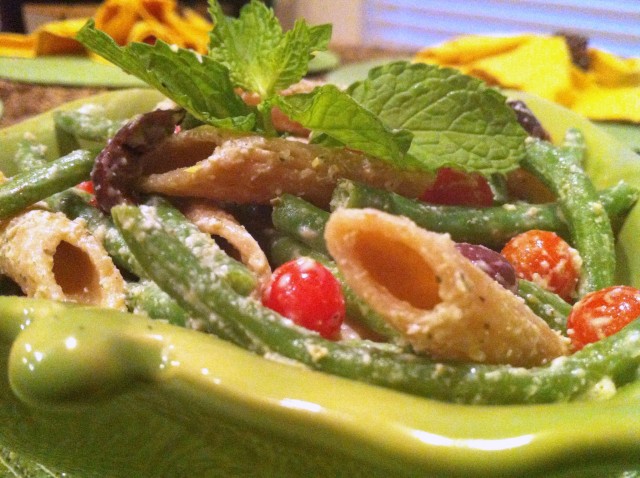 Green Bean Pasta Salad Close Up