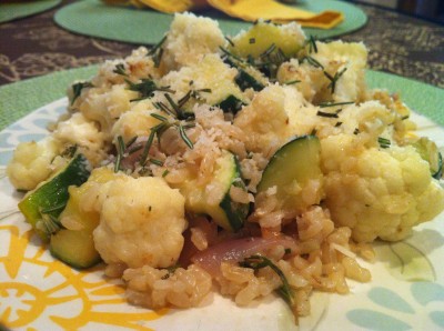 Sprouted Rice with Cauliflower and Zucchini