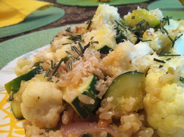 Sprouted Rice with Cauliflower and Zucchini Close Up