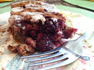 Blackberry Cobbler Baked Oatmeal with Fork