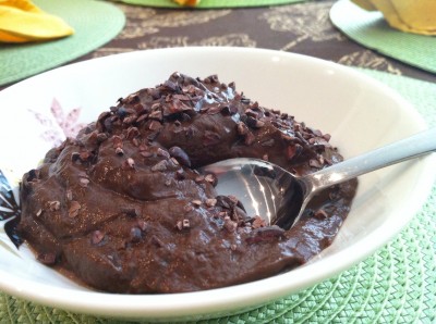 Chocolate Avocado Pudding with Spoon