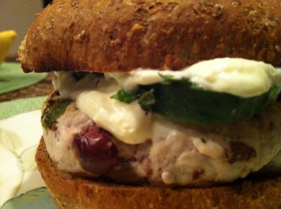 Greek Turkey Burger Close Up