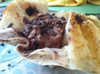 Chocolate Mascarpone Phyllo Cups Close Up