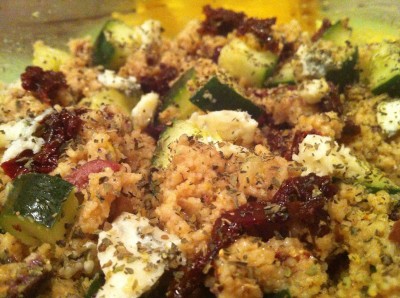 Cucumber and Gorgonzola Couscous Salad Close Up
