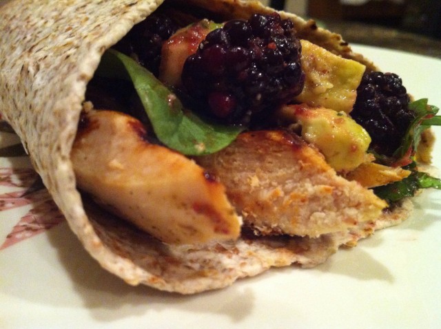 Grilled Chicken Wrap with Blackberry Avocado Salsa