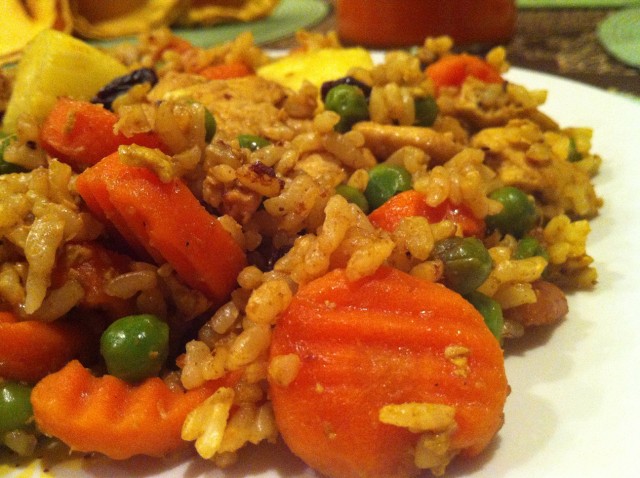 Thai Pineapple Chicken Fried Rice Close Up