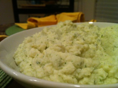 Lemon Basil Mashed Cauliflower Close Up