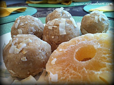 Raw Pina Colada Snack Bites Close Up