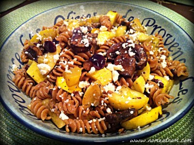 Mediterranean Squash and Mushroom Pasta 