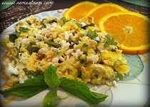 Orange and Mint Scrambled Eggs with Feta