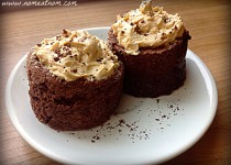 Chocolate Banana Protein Mug Cake with Peanut Butter Frosting